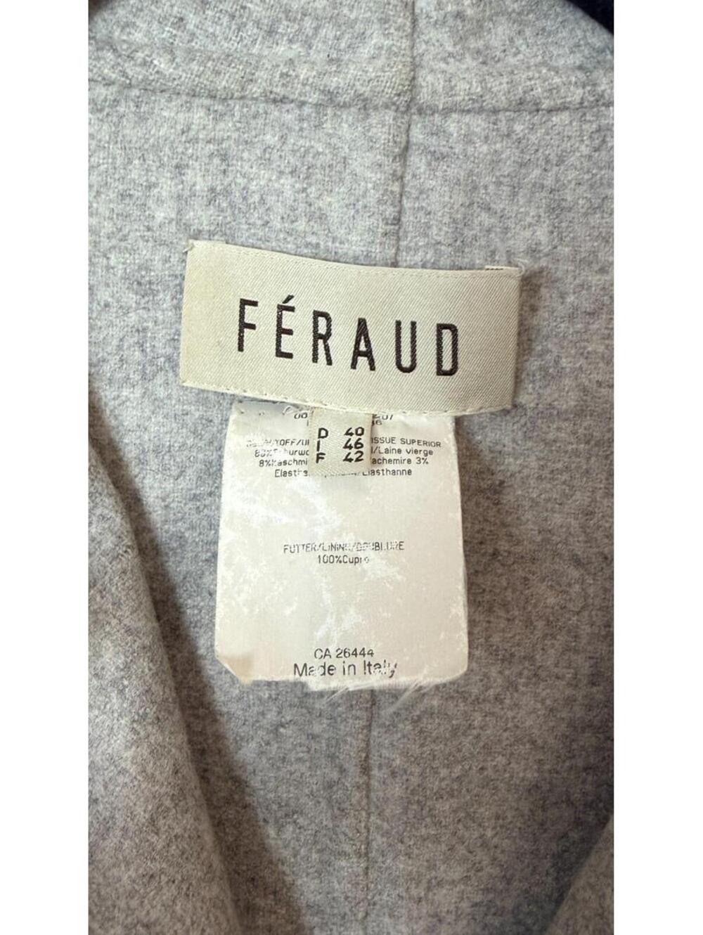 FERAUD CASHMERE BLEND TRENCH HEATHER GRAY COAT 10 - Picture 8 of 12